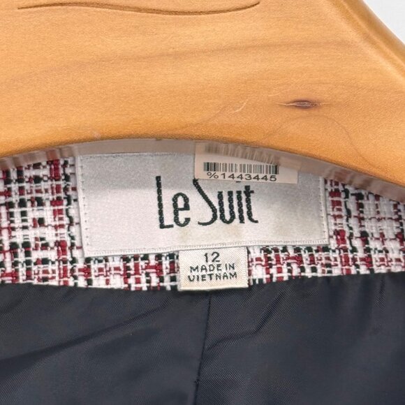 Le Suit Womens Plaid Button-Front Jacket Size 12 black red White Tweed career - Picture 5 of 14